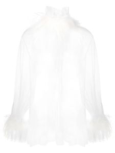 STYLAND blouse à détails de plumes d'autruche - Blanc