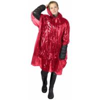 Wegwerp regenponcho - rood - voor volwassenen - met capuchon - budget line Wegwerp regenponcho - rood - voor volwassenen - met capuchon - budget line