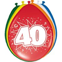 Gekleurde ballonnen versiering 40 jaar 8x stuks - thumbnail