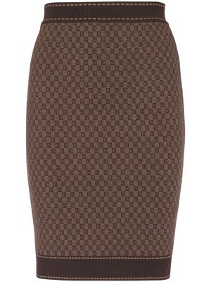 Balmain minijupe à motif monogrammé en jacquard - Marron