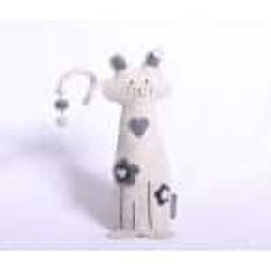 Flessenwarmer Kat (Wit met Hartjes)