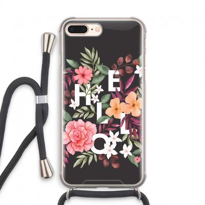 Hello in flowers: iPhone 8 Plus Transparant Hoesje met koord