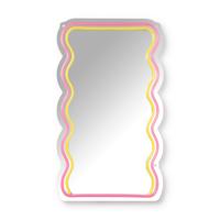 Spiegel met golven LED - geel/roze - 40x23x1.4 cm