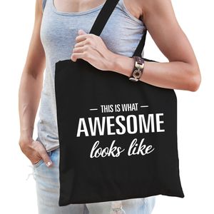 This is what awesome looks like cadeau tas zwart voor dames