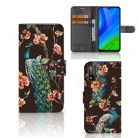 Huawei P Smart 2020 | Telefoonhoesje | Met pasjeshouder | Pauw met Bloemen