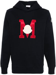 Moncler hoodie en coton à logo brodé - Bleu