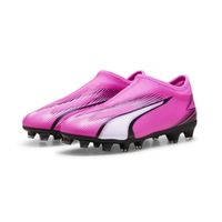 PUMA Ultra Match Veterloze Gras / Kunstgras Voetbalschoenen (MG) Kids Roze Wit Zwart