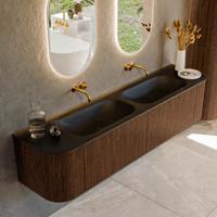 Badmeubel Mondiaz Kurve | 190 cm | Meubelkleur Walnut | Wastafelkleur Urban | Dubbele spoelbak | Zonder kraangaten