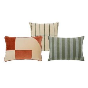 By fonQ Sierkussen Set van 3 - Velvet - Linen Line - Linen Stripe