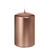 Cilinderkaars/stompkaars - metallic ros?goud - 6 x 8 cm - 29 branduren