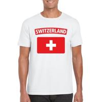 Zwitserland supporters t-shirt - met vlag print - wit - voor heren - landen - kleding
