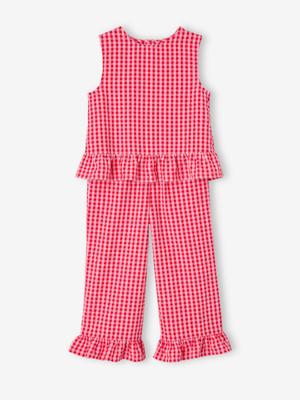 Meisjesset blouse + 7/8e broek snoepjesroze
