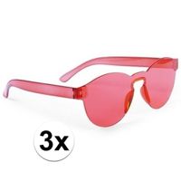 3x Rode verkleed zonnebrillen voor volwassenen   -