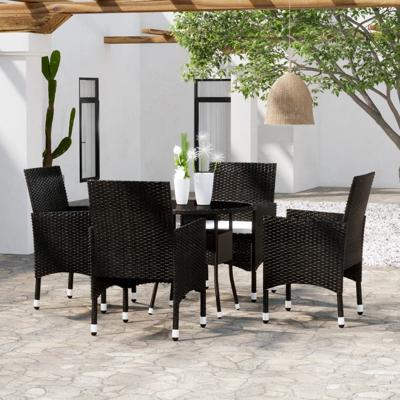5-delige Tuinset poly rattan zwart