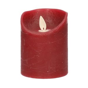 1x LED kaarsen/stompkaarsen bordeaux rood met dansvlam 10 cm   -