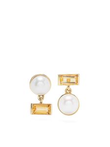 Aliita boucles d'oreilles en or 9ct serti de perles et de citrine