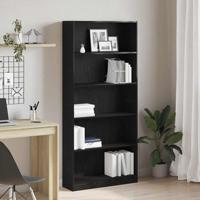 Boekenkast 80x24x176 cm spaanplaat zwart eikenkleurig