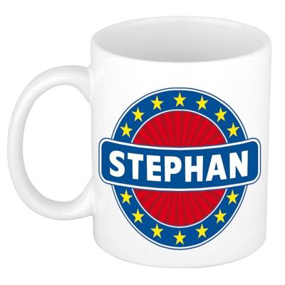 Stephan voornaam koffiemok - beker - wit/blauw - 300 ml - Cadeau - Heren - Collega - Vaderdag Stephan voornaam koffiemok - beker - wit/blauw - 300 ml - Cadeau - Heren - Collega - Vaderdag