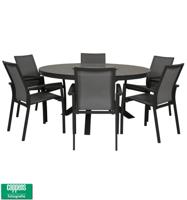 Qopps Tafel Perth 150 rond met Tampa stapelbare tuinstoel