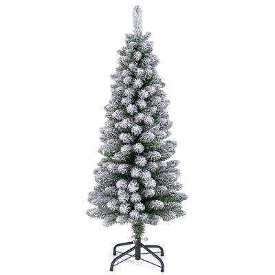 Kunstmatige Kerstboom Potlood 120 cm Dennenboom met Sneeuw Groen