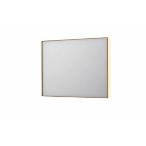 INK SP32 spiegel - 100x4x80cm rechthoek in stalen kader incl indir LED - verwarming - color changing - dimbaar en schakelaar - geborsteld mat goud 8410062