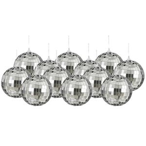 Disco kerstballen - 12x stuks - zilver - 8 cm - foam - spiegelbol/discobol