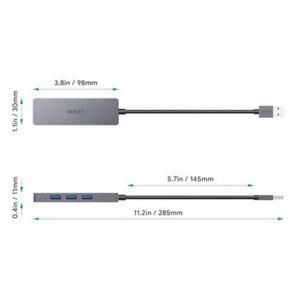 Aukey CB-H36 USB 3.0-hub 4 poorten Zilver