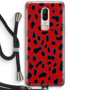Red Leopard: OnePlus 6 Transparant Hoesje met koord