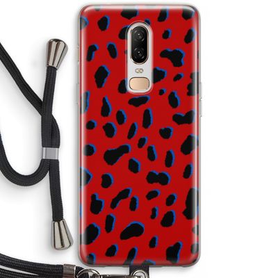 Red Leopard: OnePlus 6 Transparant Hoesje met koord