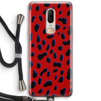 Red Leopard: OnePlus 6 Transparant Hoesje met koord