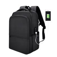 Polyester waterdichte laptop rugzak voor onder 15 inch laptops met USB-interface trunk trolley riem (zwart)