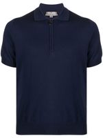 Canali polo en laine mérinos à col zippé - Bleu