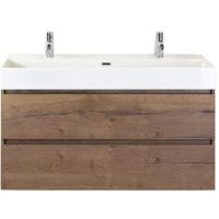 Maxx XL Badmeubelset 120 cm - Tabacco - Wastafel Kube Enkel 2 Kraangaten