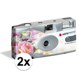 2x Wegwerp cameras/fototoestelen met flits voor 27 kleurenfotos voor bruiloft/huwelijk   -