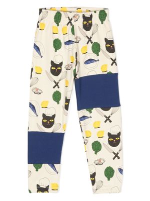 Mini Rodini pantalon de jogging à imprimé Chef Cat - Tons neutres