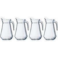 4x Schenkkan van glas 1 liter van 20 cm