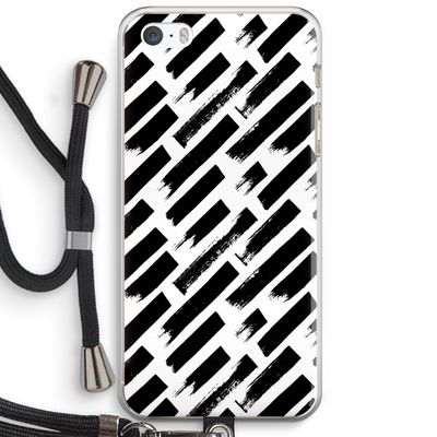 Zwarte vegen: iPhone 5 / 5S / SE Transparant Hoesje met koord