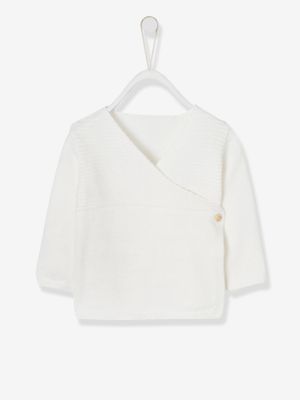 Tricot newborn romper van biologisch katoen ecru