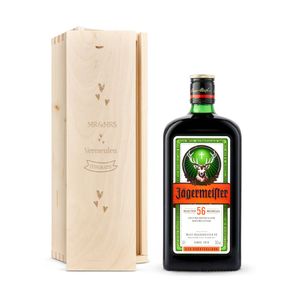 Likeur in gegraveerde kist - Jägermeister