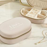Gepersonaliseerde sieradendoos - Ovaal - Beige