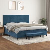 Boxspring met matras fluweel donkerblauw 200x200 cm