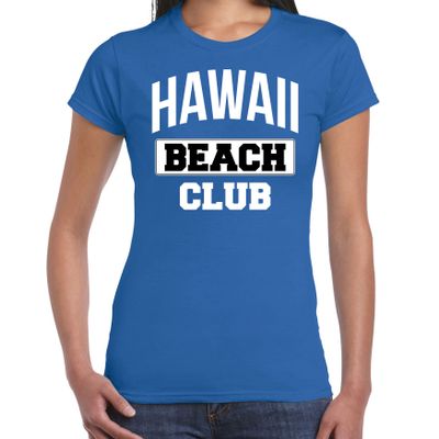 Hawaii beach club zomer t-shirt blauw voor dames Hawaii beach club zomer t-shirt blauw voor dames