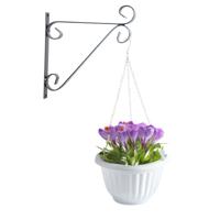 Hangpot + Muurhaak Parma - wit - D25 cm - kunststof - metaal - tuinaccessoires