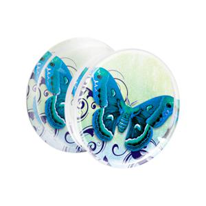 Double Flared Plug met Floral Butterfly Design Acryl Tunnels & Plugs