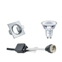 LED Spot Set - GU10 Fitting - Inbouw Vierkant - Glans Chroom - Kantelbaar 80mm - Philips - CorePro 840 36D - 3.5W - Natuurlijk Wit 4000K