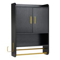 Badkamerkast Hangende Badkamerkast met Twee Deuren Hangkast met Verstelbare Legplanken 55 x 20 x 80 cm-Zwart