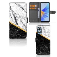 OPPO A17 | Bookcase | Marmer Wit Zwart - Origineel Cadeau Man