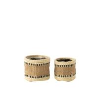 J-Line mand Rond + Band - jute - naturel|beige - extra small - 2 stuks