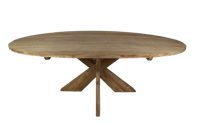 Ovale eettafel Piet met kruispoot 180x100 cm blank teak
