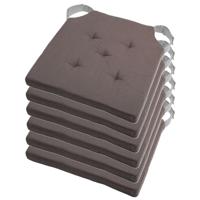 Stof Textile stoelkussen DUO - 6x - grijs - 38 x 38 x 4 cm - klittenband sluiting